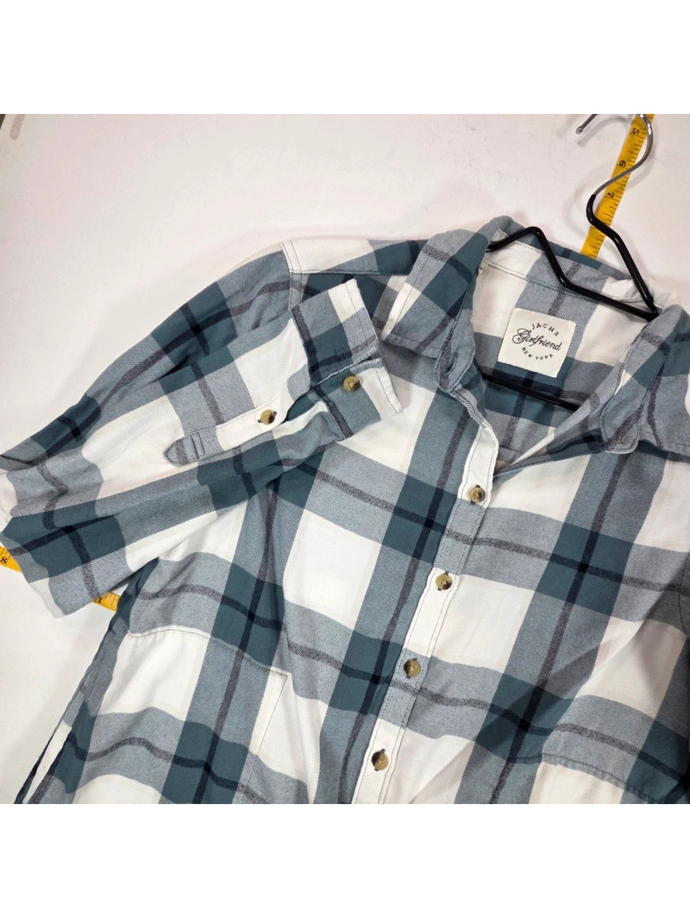 Jachs Girlfriend New York teal and white plaid